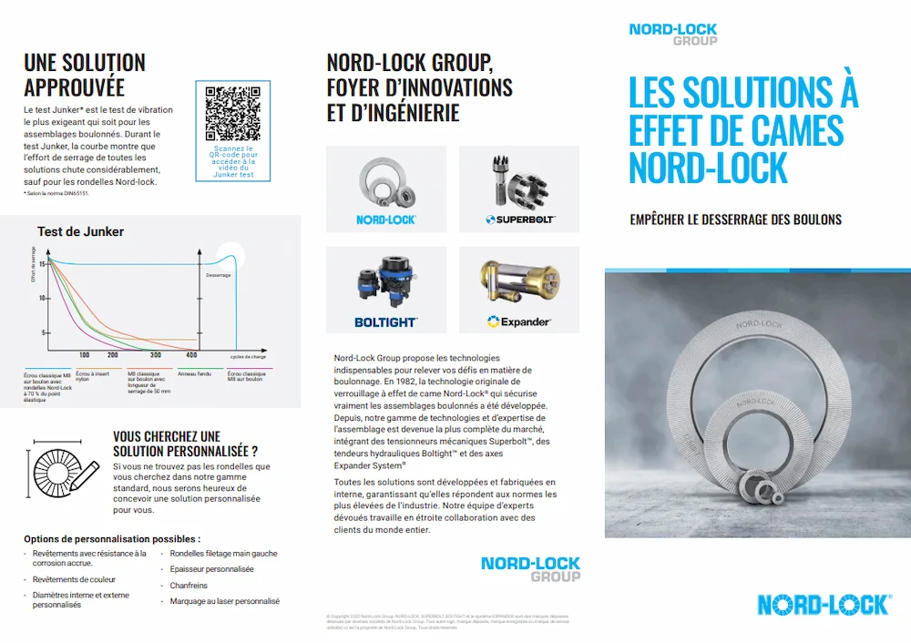 Couverture Dépliant Nord-lock - solutions à effet de cames