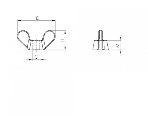 Ecrou à oreille NFE 27454 M20 X 2.50 laiton
