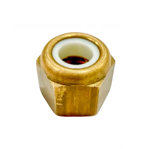 Ecrou hexagonal autofreiné (anneau non metallique)  M4 X 0.70 LAITON NYLSTOP®