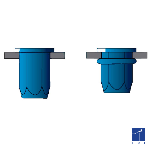 ECROU A SERTIR LISSE TETE LARGE M6 (0.5/3.0) INOX REF -0303106009 BRALO ©