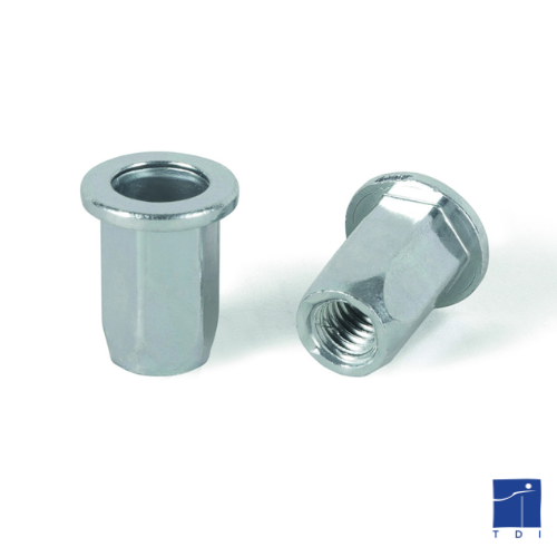 ECROU A SERTIR LISSE TETE LARGE M6 (0.5/3.0) INOX REF -0303106009 BRALO ©