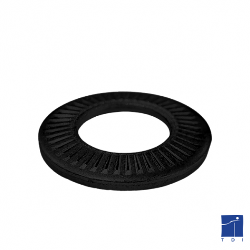 Rondelle conique striée de serrage symbole CS moyenne NFE 25511 6mm acier zinc nickel noir renforcé CONTACT®