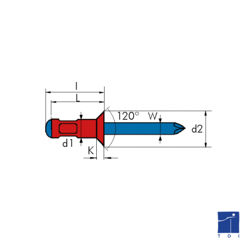 RIVET MULTIGRIP TF120° Ø 3,2 X 9,5 ALU/AC REF BRALO 01090003209
