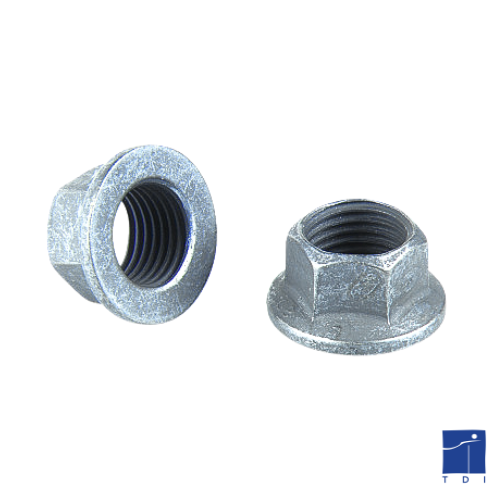 Ecrou hexagonal autofreiné à embase tout métal M4 X 0.70 acier zingué blanc SERPRESS®